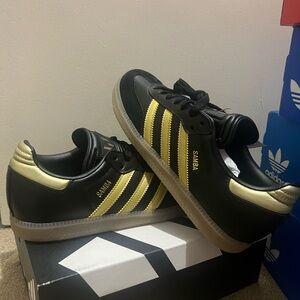 Adidas Samba Black and Gold Sneakers